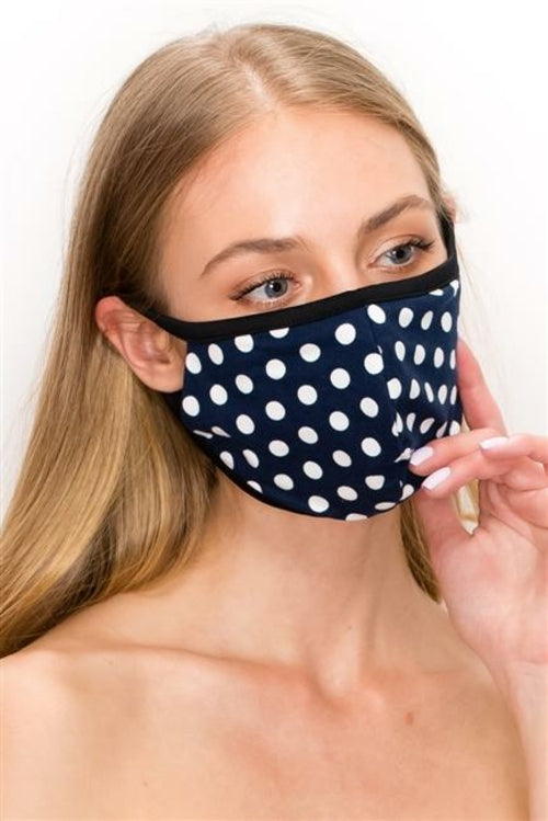 FASHION MASK SW543-MASK101-PD-NAVY-polka dot print double layer