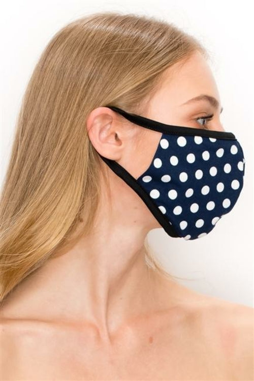 FASHION MASK SW543-MASK101-PD-NAVY-polka dot print double layer