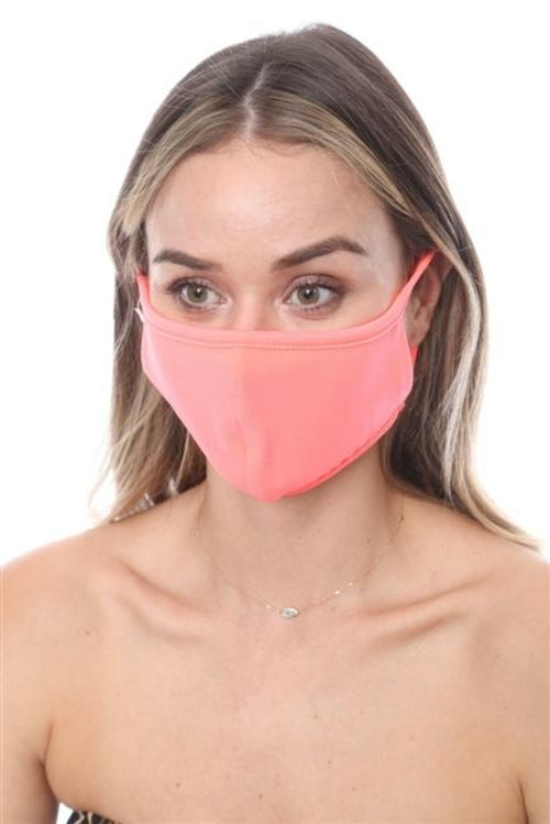FASHION MASK SW562- MASK101-NEON ORANGE FACE MASK DOUBLE LAYER