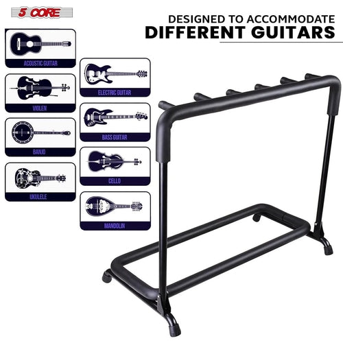 5Core Guitar Rack 5 Slot Multi Guitars Stands Floor Safe Storage for