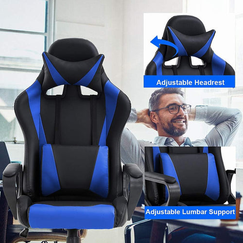 High-Back Gaming Chair PC Office Chair Computer Racing Chair PU Desk