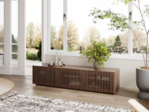 Mid Century Modern TV Stand, Solid Wood Media Console for 65 Inch TV,