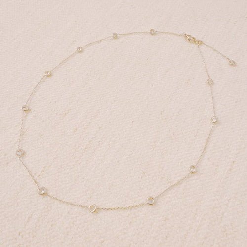 A Dozen Of Bezel Sparkle Station Necklace