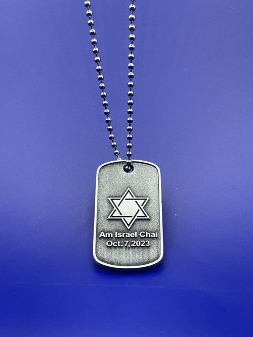 Star of David Military Necklace - Am Israel Chai /