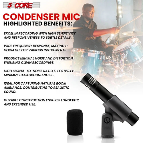 5Core Instrument Microphone Professional XLR Cardioid Pencil Stick