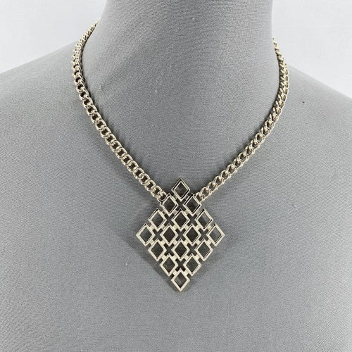 Gold or Silver Finish Diamond Shape Laser cut Pend