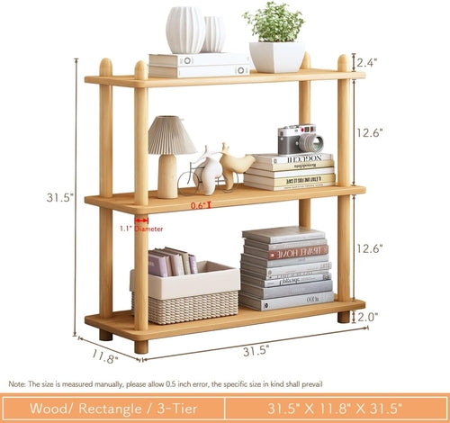 3 Tier Wooden Shelf Bookcase Oak Free Standing Unit