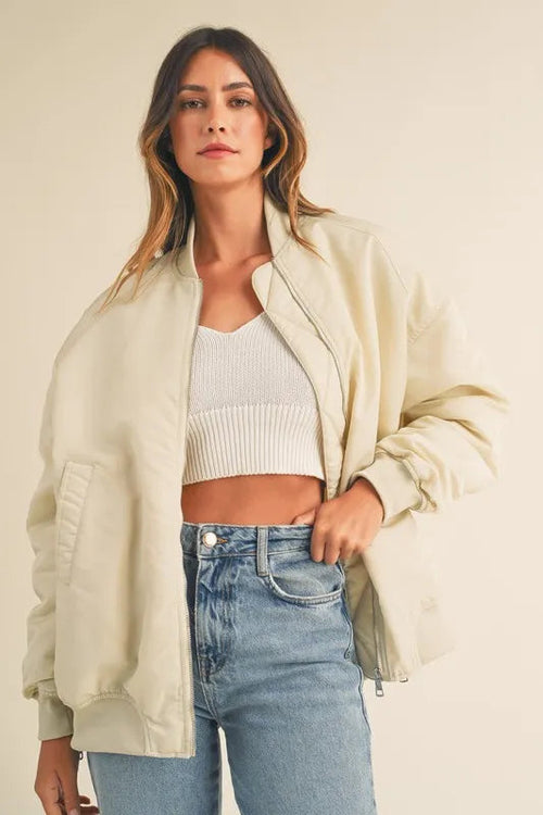 MABLE Back Ruched Utiltiy Bomber Jacket