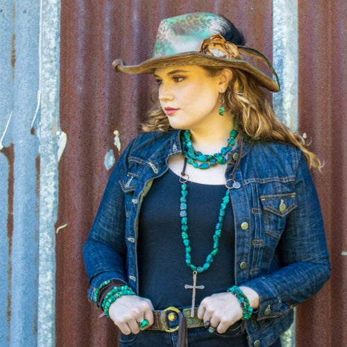 Natural Blue Turquoise with Copper CROSS 255x