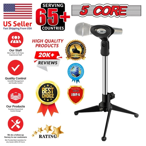 5Core Desktop Mic Stand Tripod Universal Desk Microphone Holder Table