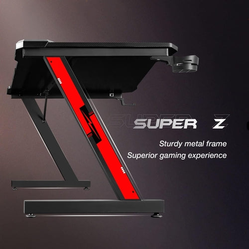 Gaming Desk, Computer Desk with Carbon Fiber Surface, Gaming Table Z