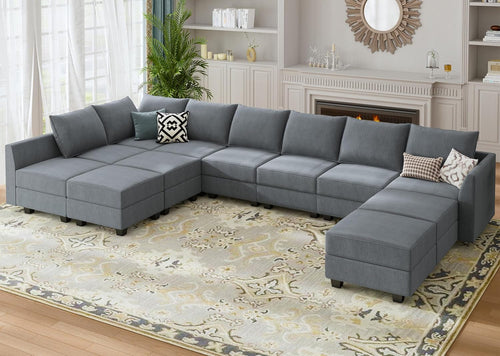 Convertible Sectional Sofa Bluish Grey, Modular, Storage