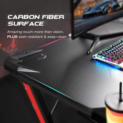 Gaming Desk, Computer Desk with Carbon Fiber Surface, Gaming Table Z