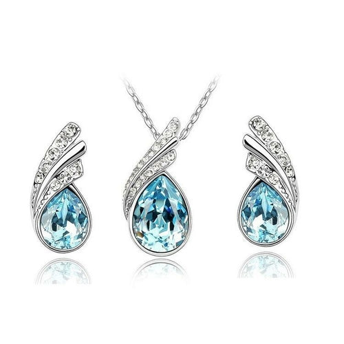 Sea Blue Crystal Necklace Set