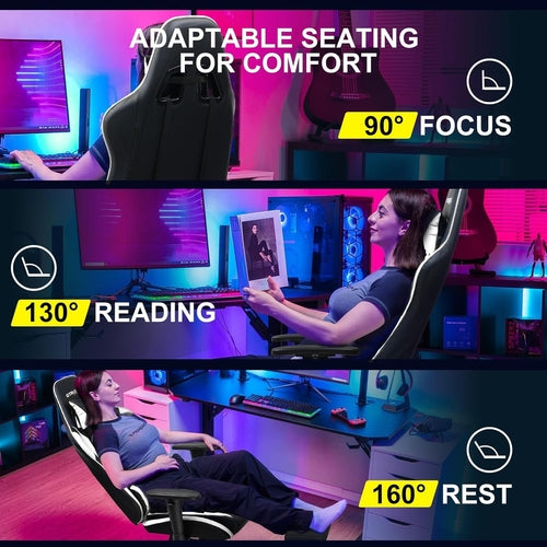Gaming Chair with Footrest, Ergonomic Computer Game Desk Chair,