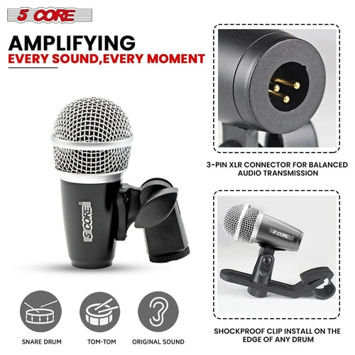 5Core Conga Mic Snare Tom Microphone Drum Kit Condenser XLR Instrument
