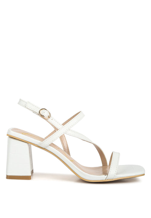 Effieo Croc Texture Block Heel Sandals