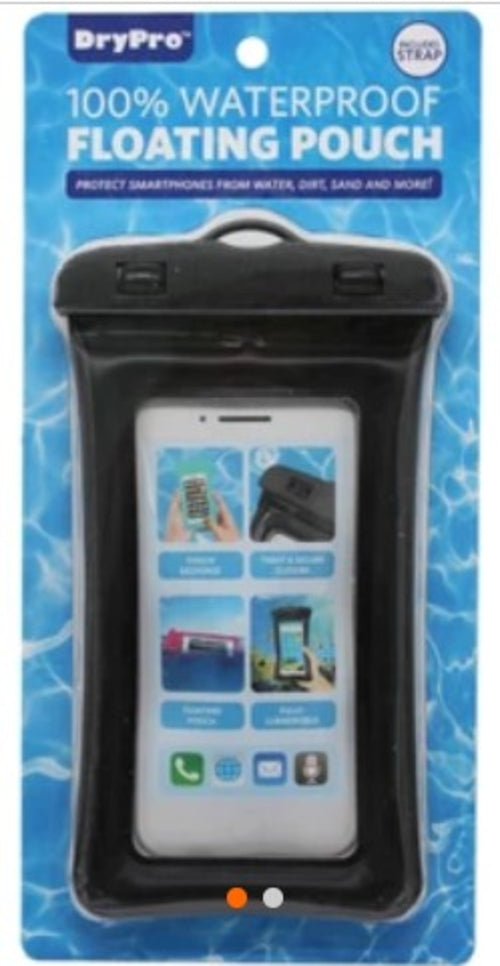 DryPro Waterproof Floating Smartphone Pouch Black Color with Strap