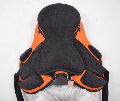Treeless Synthetic Horse Saddle with Girth Orange Size 13" to 18"