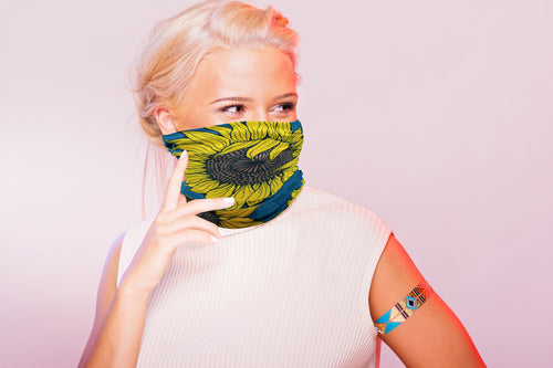 Neck Gaiter/Balaclava/Magic Scarf Headband & Face Mask (Sunflower)