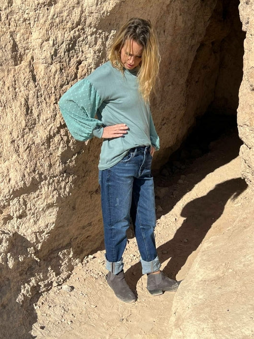 Mint Swiss Dot Super Soft Top