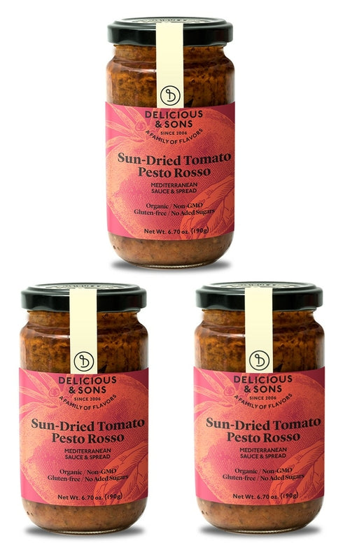 Delicious & Sons Organic Sun-Dried Tomato Pesto Rosso 6.70 oz 3 Pack