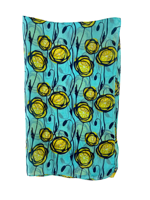 Sage and Yellow Tulip Silk Scarf