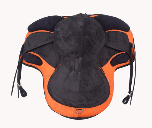 Treeless Synthetic Horse Saddle with Girth Orange Size 13" to 18"