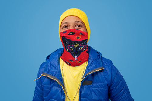 Neck Gaiter/Balaclava/Magic Scarf & Face Mask (Baphomet’s Cat)