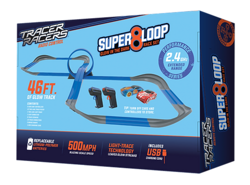Super 8 Loop Glow in the Dark R/C Slot Racing 46ft Track