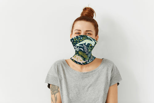 Neck Gaiter/Balaclava/Magic Scarf Headband & Face Mask (Dinosaur)