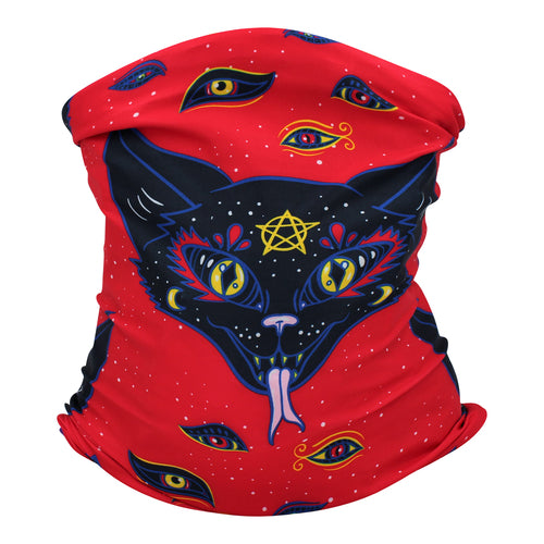 Neck Gaiter/Balaclava/Magic Scarf & Face Mask (Baphomet’s Cat)