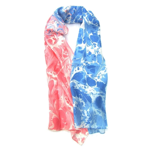 Watermarbling Hand Dyed 100% Silk Scarf