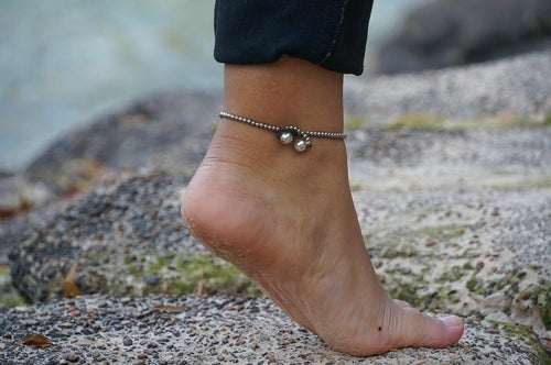Fancy Dual Band Boho Silver Anklet