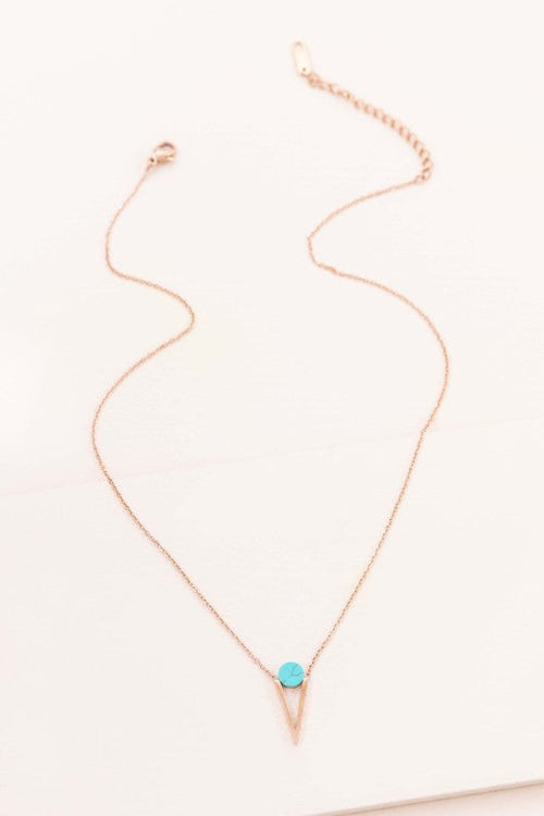 Tensly Point Stone Necklace | Rose Gold (14K)