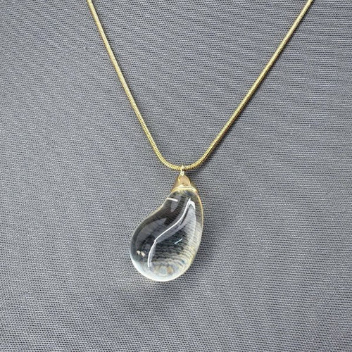 Double Layer Necklace with Clear Teardrop Pendant