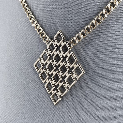 Gold or Silver Finish Diamond Shape Laser cut Pend