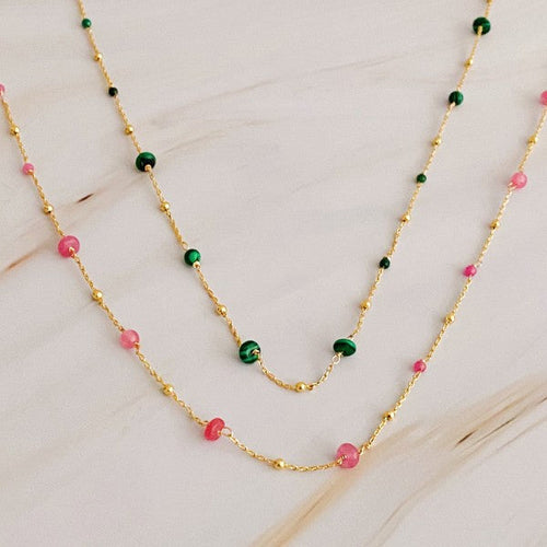 Dainty Precious Stone Bead Necklace