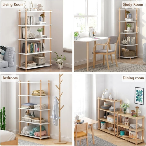 3 Tier Wooden Shelf Bookcase Oak Free Standing Unit