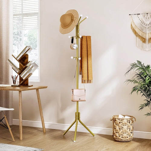 Rustic Brown 4 Tier Tree Bookshelf Free Standing Living Room