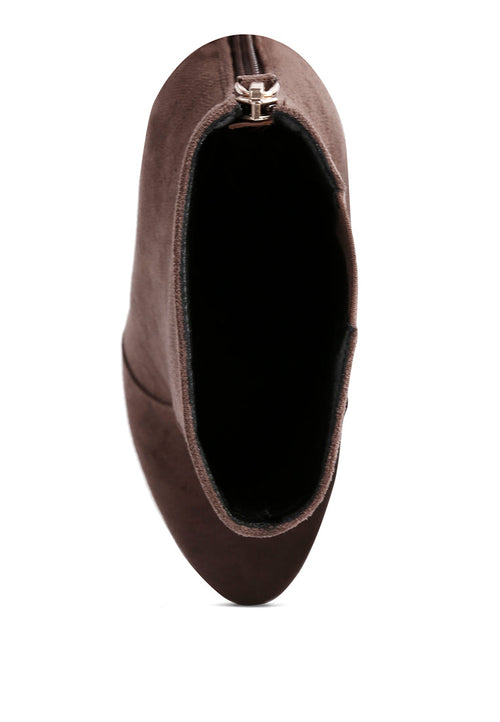 Espiree Microfiber High Heeled Ankle Boots