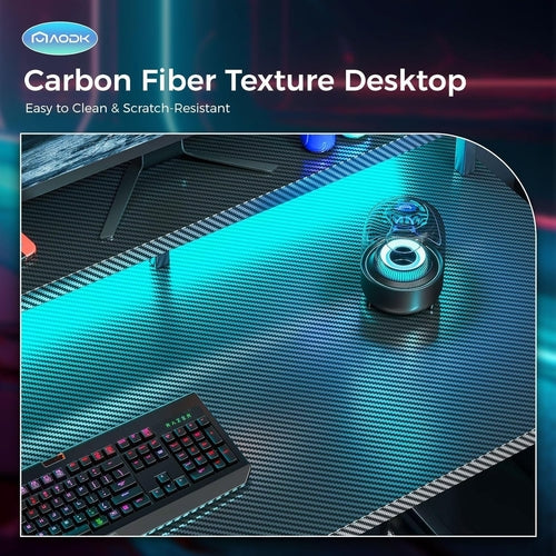 Computer Desk, 48 Inch Gaming Desk with Led Lights & Power Outlet,