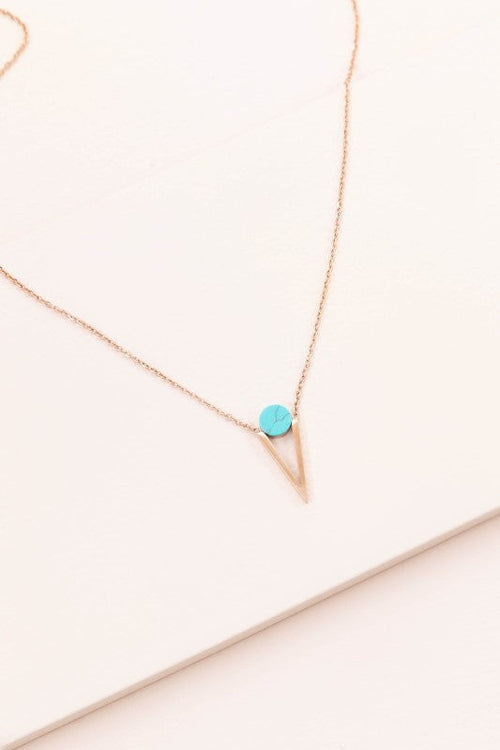 Tensly Point Stone Necklace | Rose Gold (14K)