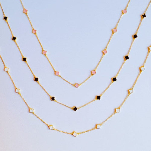 Petite Colored Clover Necklace
