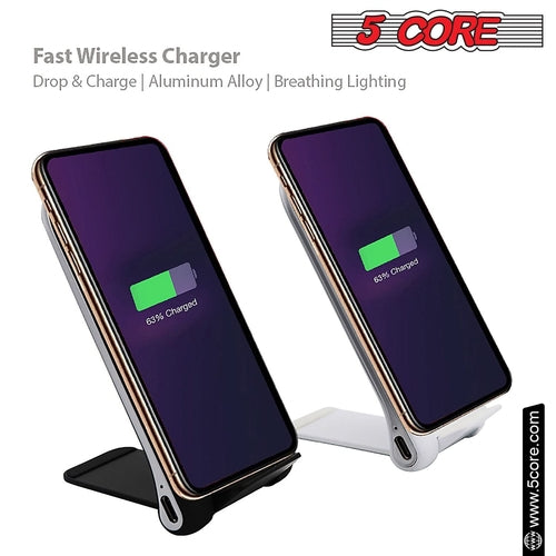 5 Core Wireless Charger 10W Max Fast Wireless Charging Pad Glass Top