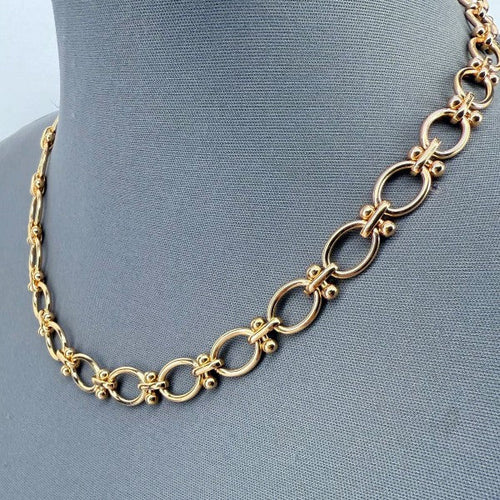 Gold Finish Tailored Paper Clip Necklace