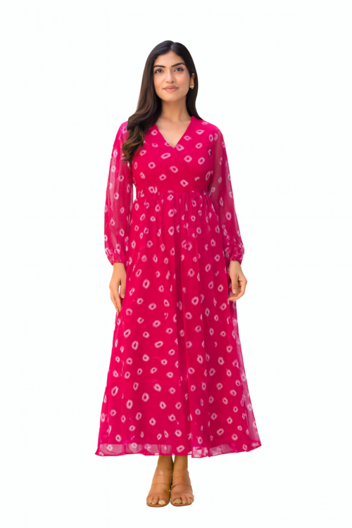 Embroidered Designer Gown for Women-Pink (Size-3XL) | D113