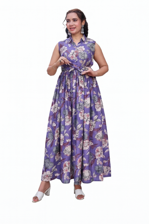 Embroidered Designer Gown for Women-Purple (Size-XXS) | D29