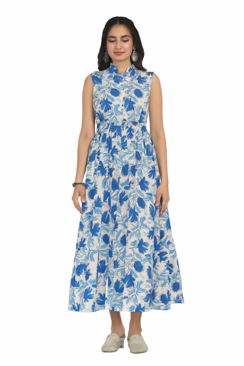 Embroidered Designer Gown for Women-Blue (Size-XL) | D28