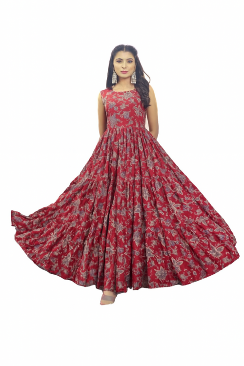 Embroidered Designer Gown for Women-Pink (Size-3XL) | D33
